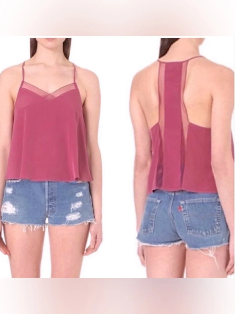 Free  People Heartbeat Mesh Panel Camisole Large